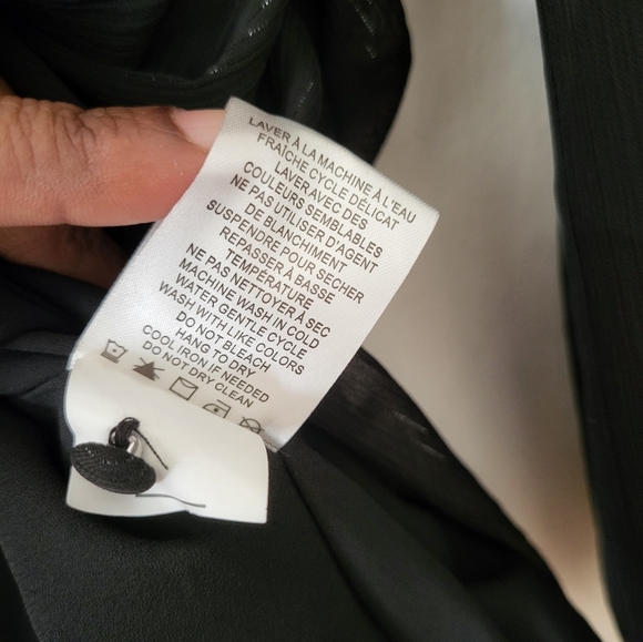 House of Harlow Ruched Mini Dress Lurex Sheer Bishop Sleeve Black Sz 2 - Picture 14 of 15